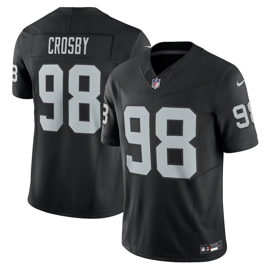 Men Las Vegas Raiders 98 Maxx Crosby Nike Black Vapor F.U.S.E. Limited NFL Jersey
